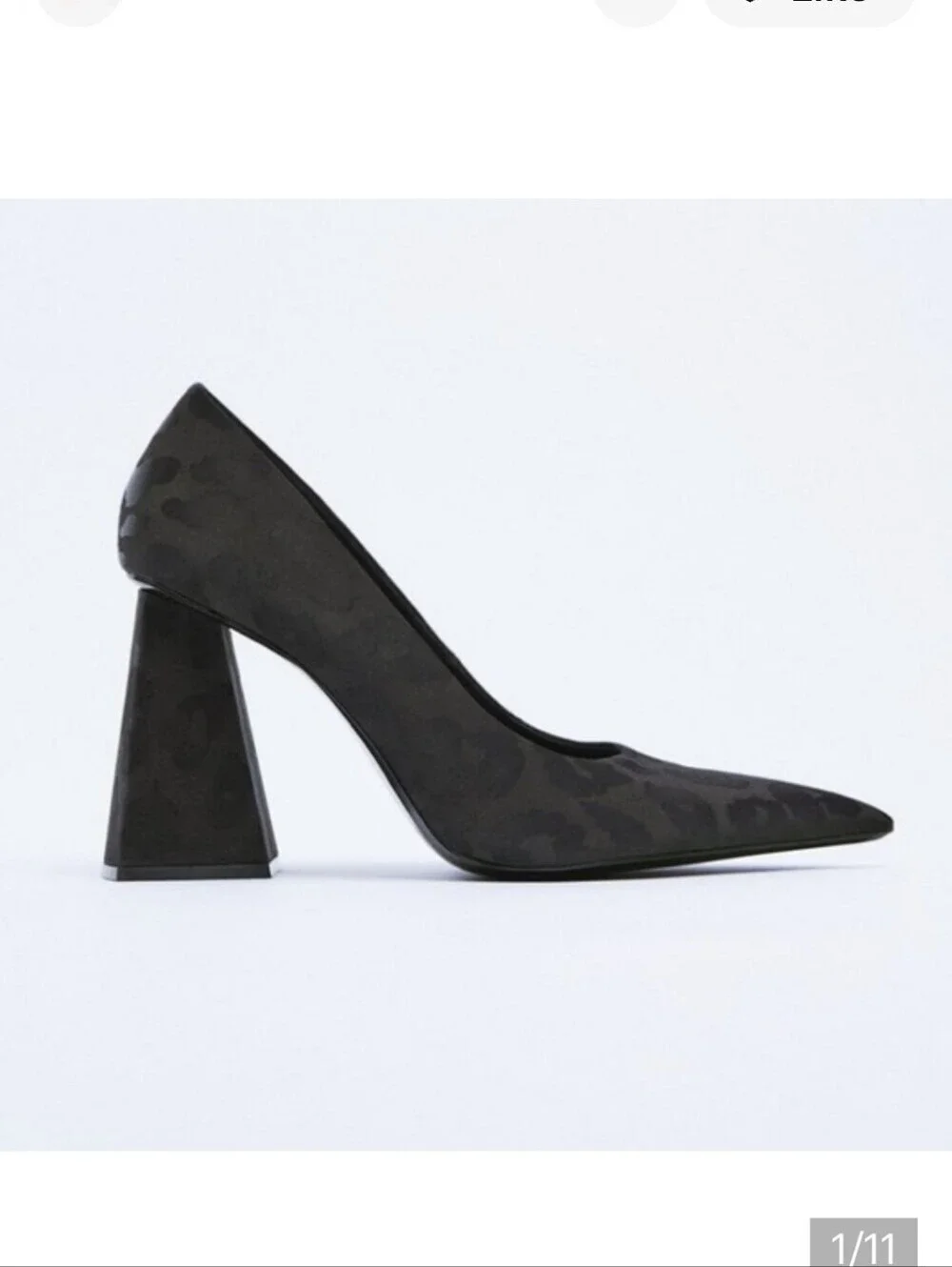 Zara Womens Printed Fabric Black Block heel shoes Size 6 Wedding Guest Preppy
